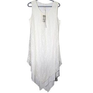 NWT Chico's Lovely Lace Angled-Hem Dress‎ Ecru Size 1 (M or 8)